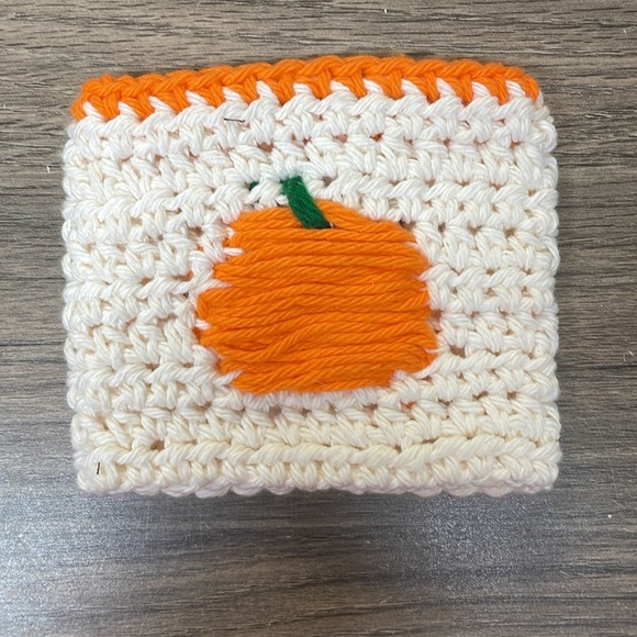 Handmade Coffee Thermos To Go Cup Cozy With A Pumpkin, Fall Theme - Picture 2 of 5